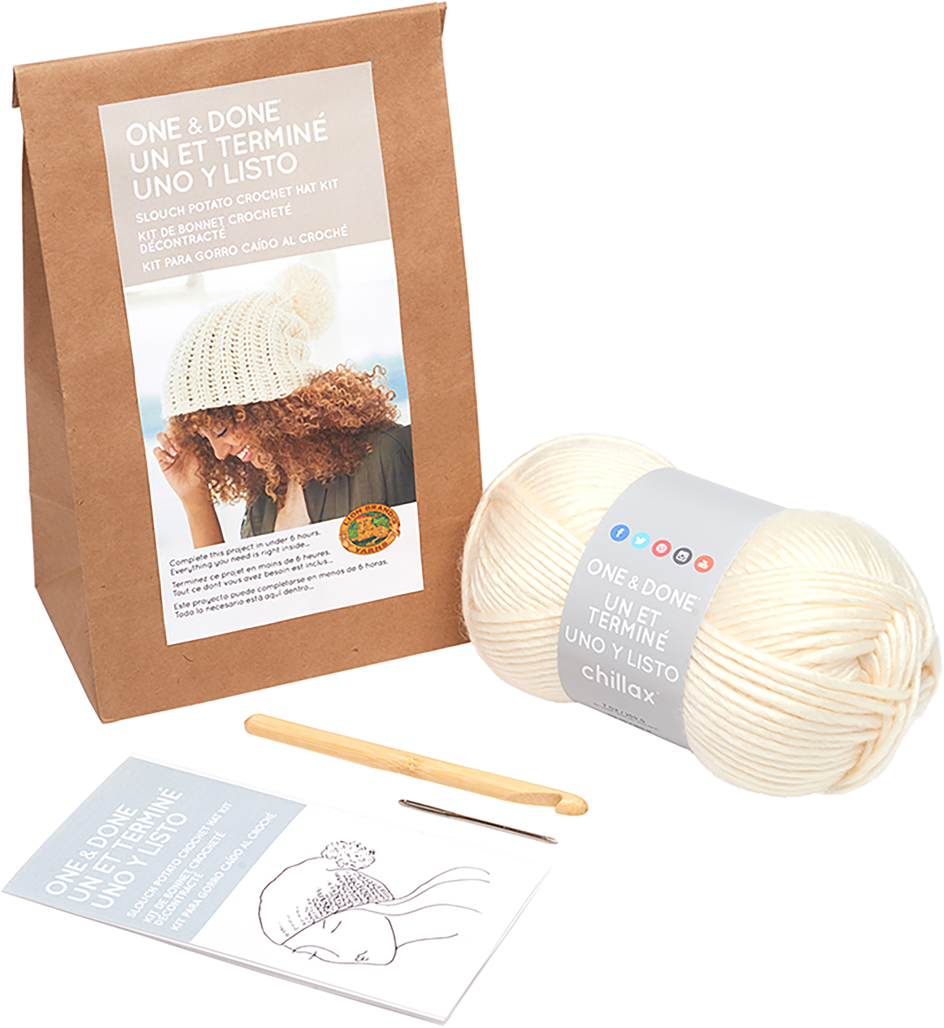 Lion Brand One & Done Yarn Kit-Slouch Potato Crochet Hat